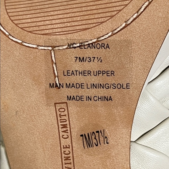 VINCE CAMUTO Women's Elanora Woven Leather Block Heel Mule in New Cream sz 7 New - Picture 10 of 11